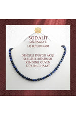 Sodalit 6 mm Dizi Doğal Taş Kolye
