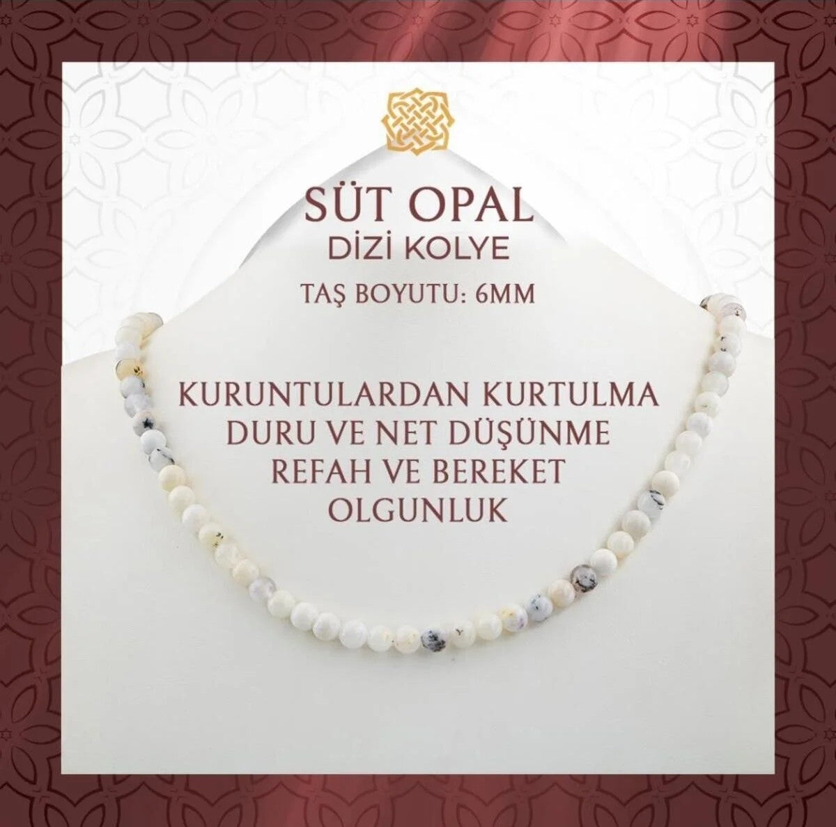 Süt Opal 6 mm Dizi Doğal Taş Kolye