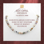Süt Opal 8 mm Dizi Doğal Taş Kolye