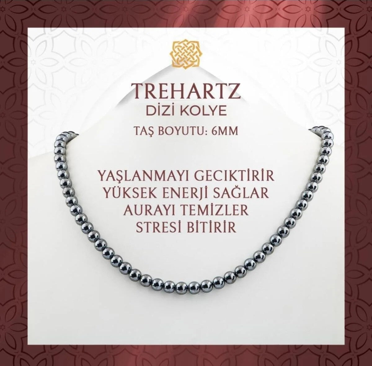 Trehartz 6 mm Dizi Doğal Taş Kolye