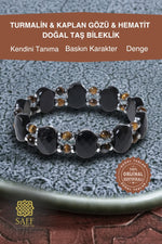 Turmalin &amp; Kaplan Gözü &amp; Hematit Doğal Taş Bileklik