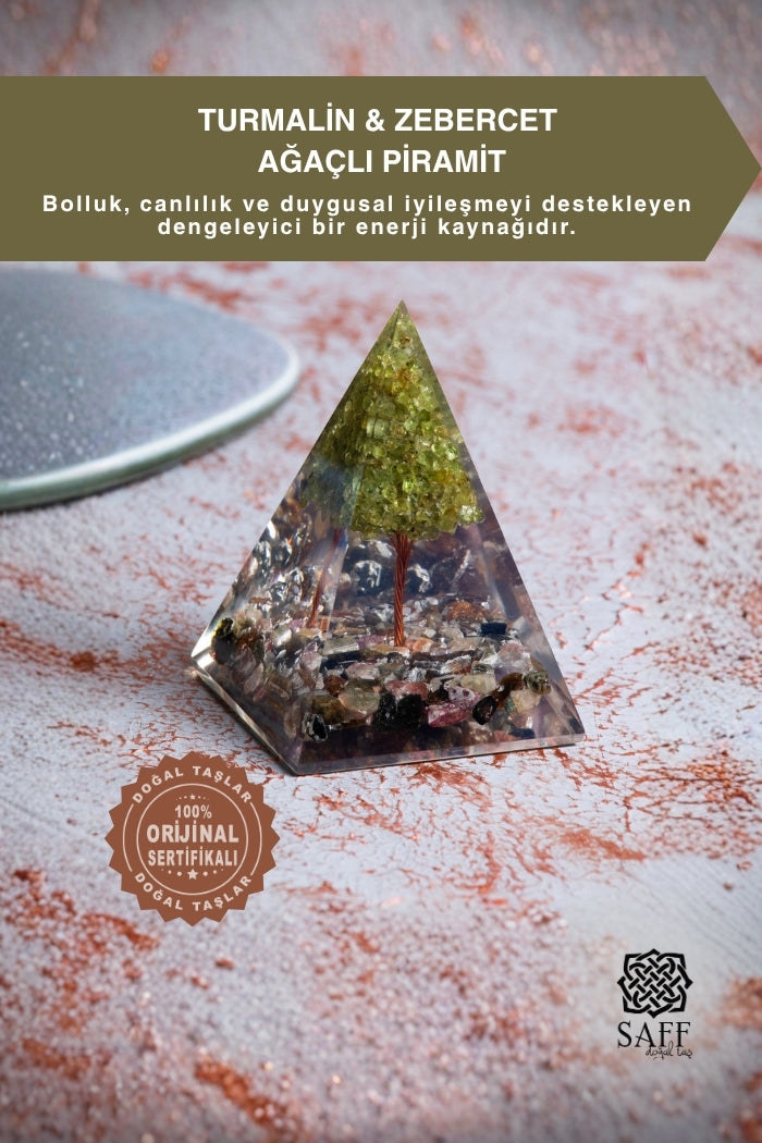 Turmalin &amp; Zebercet Ağaçlı Piramit