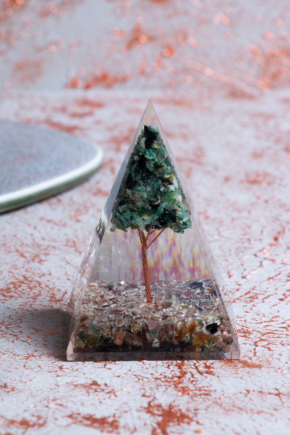 Turmalin &amp; Zümrüt Ağaçlı Piramit