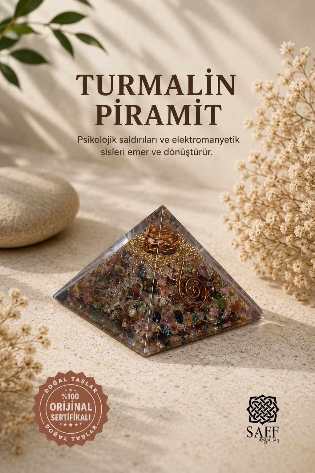 Sertifikalı Turmalin Piramit