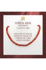 Yemen Akiği 8 mm Dizi Doğal Taş Kolye