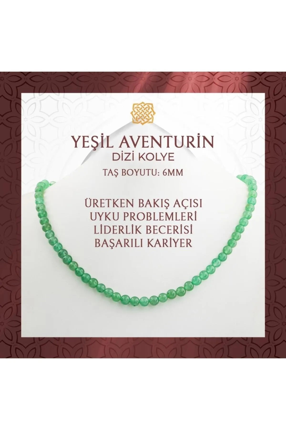 Yeşil Aventurin 6 mm Dizi Doğal Taş Kolye