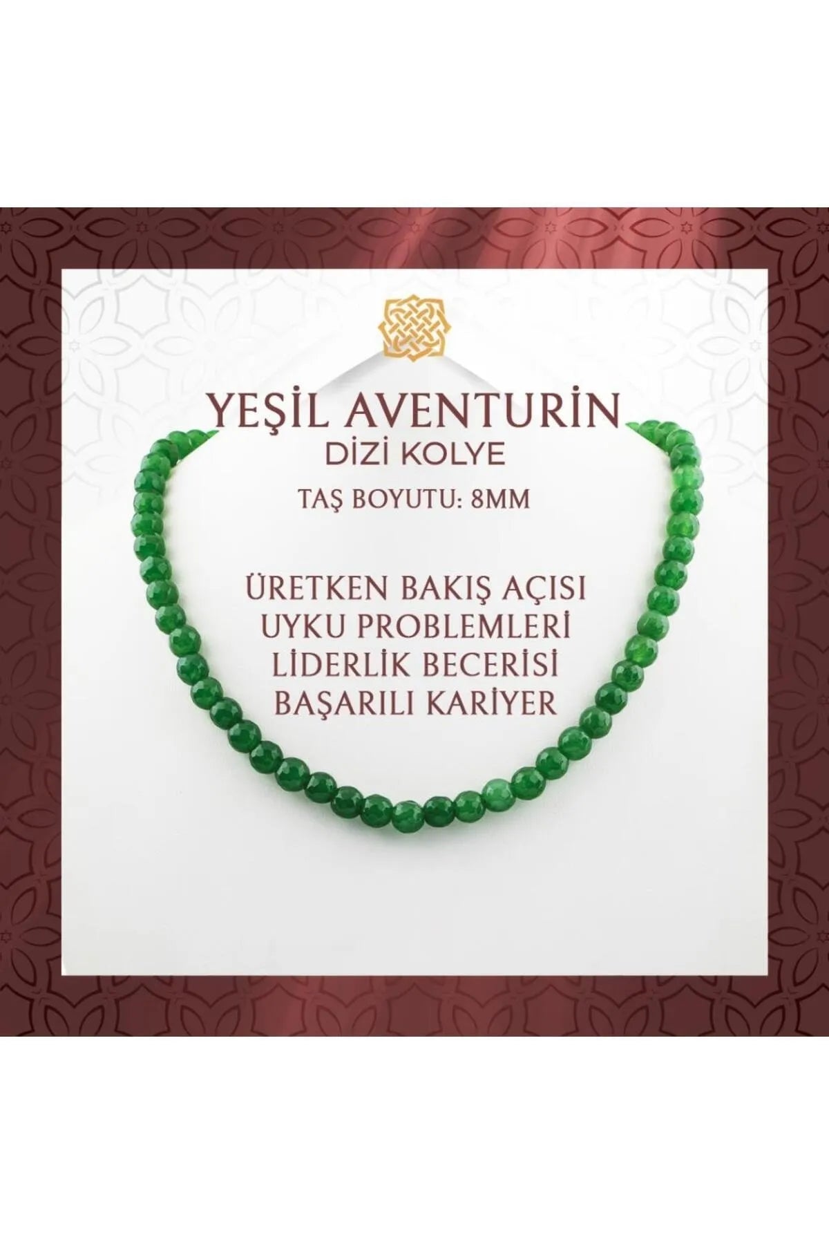Yeşil Aventurin 8 mm Dizi Doğal Taş Kolye