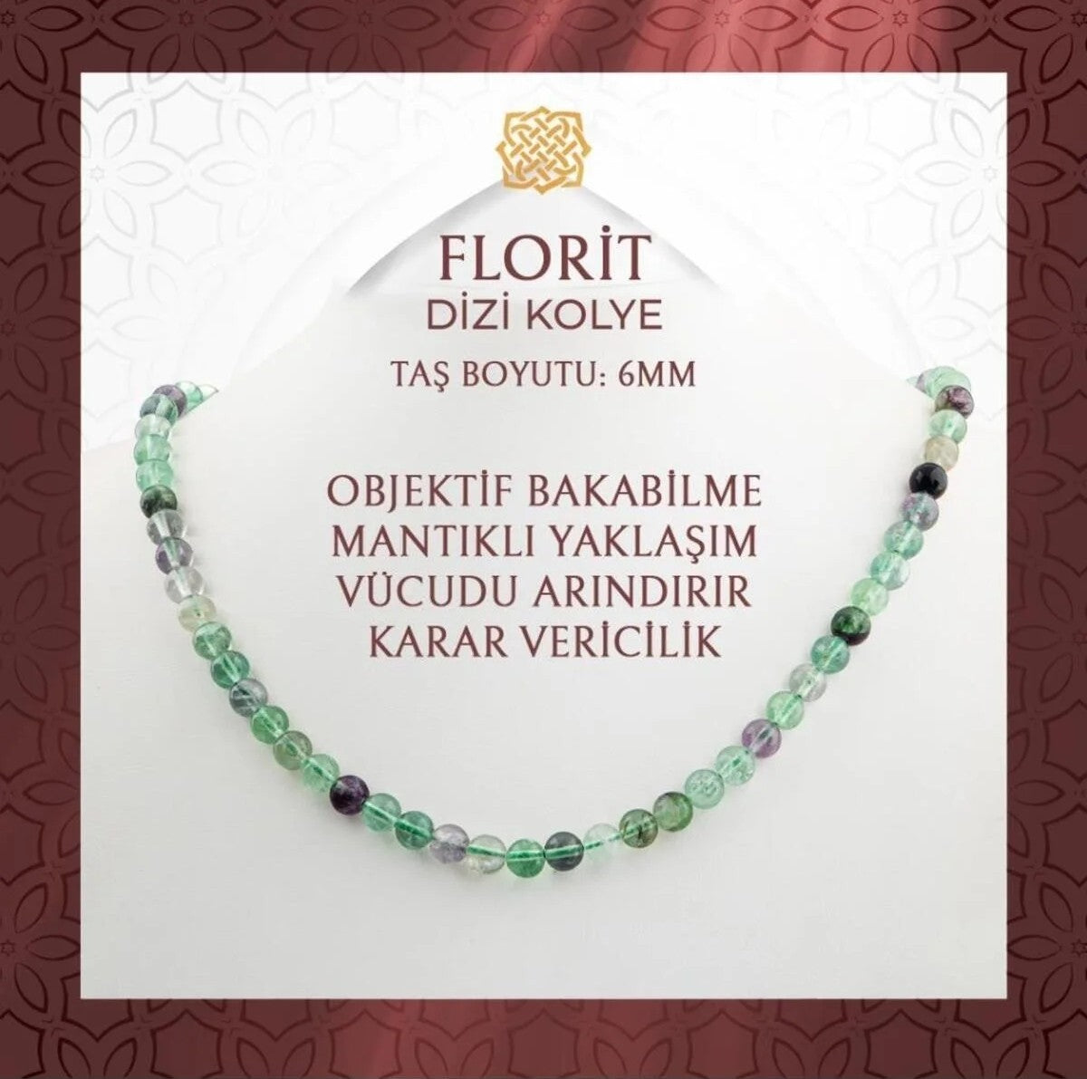 Yeşil Florit 6 mm Dizi Doğal Taş Kolye