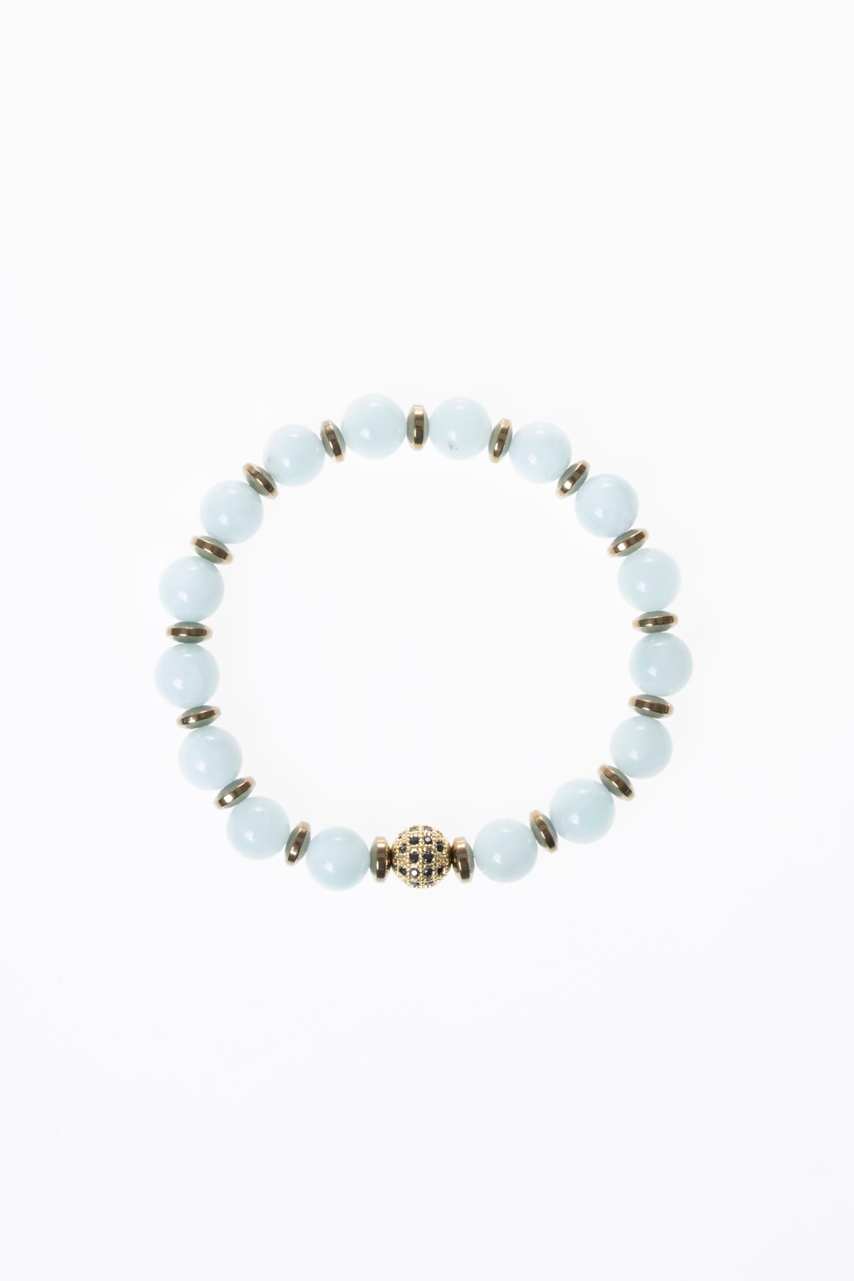 Yeşil Larimar &amp; Hematit &amp; Zirkon Aparat Bileklik 8mm