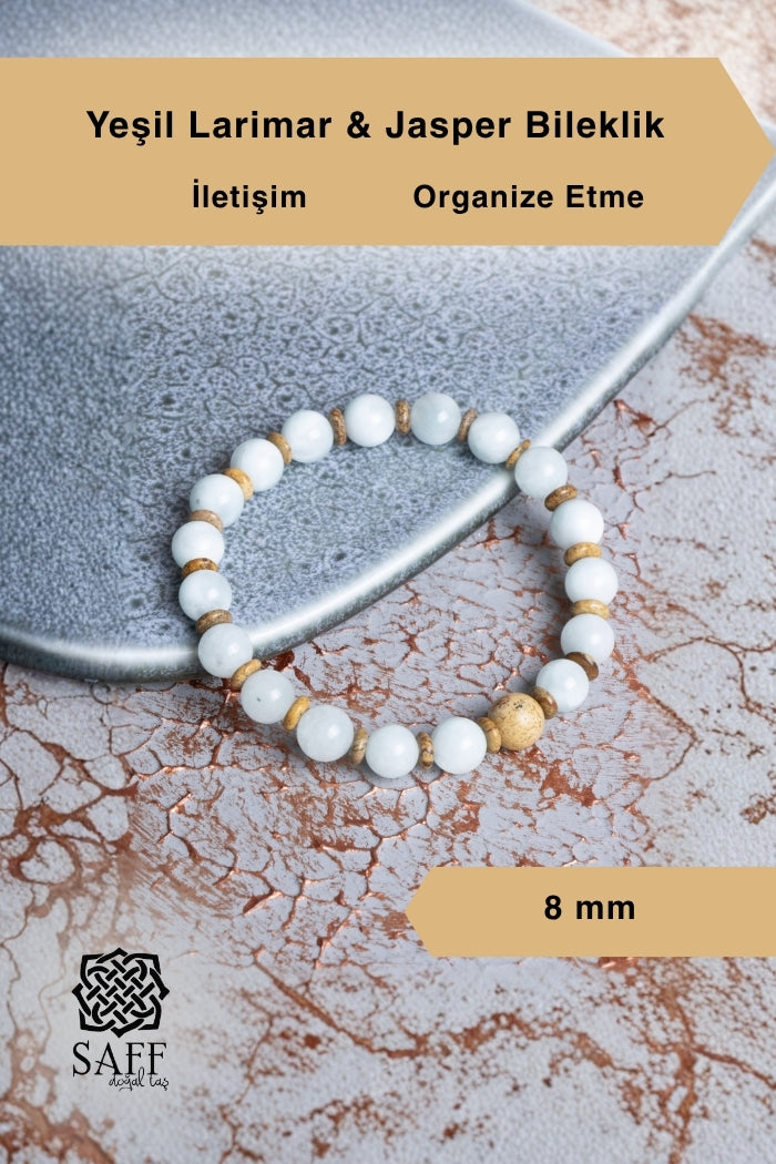 Yeşil Larimar &amp; Jasper Bileklik 8mm