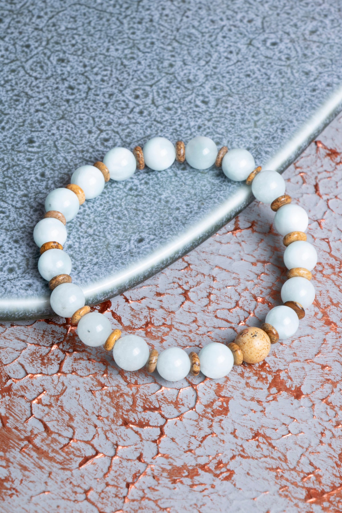 Yeşil Larimar &amp; Jasper Bileklik 8mm