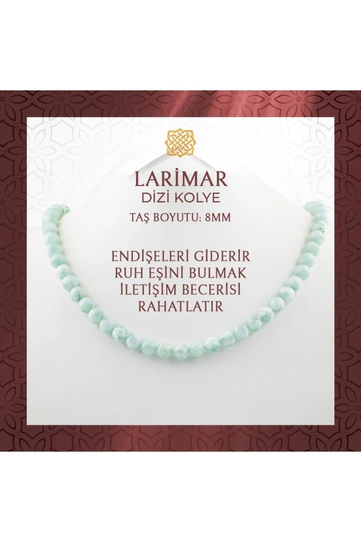 Yeşil Larimar 8 mm Dizi Doğal Taş Kolye