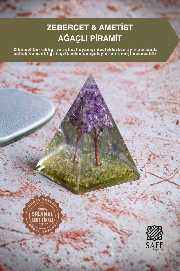 Zebercet &amp; Ametist Ağaçlı Piramit