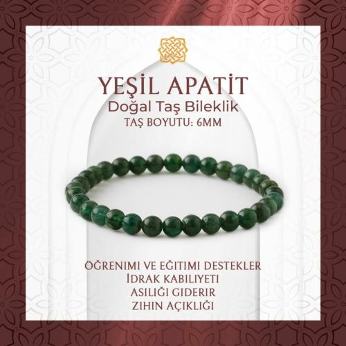 Yeşil Apatit 6mm Doğal Taş Bileklik