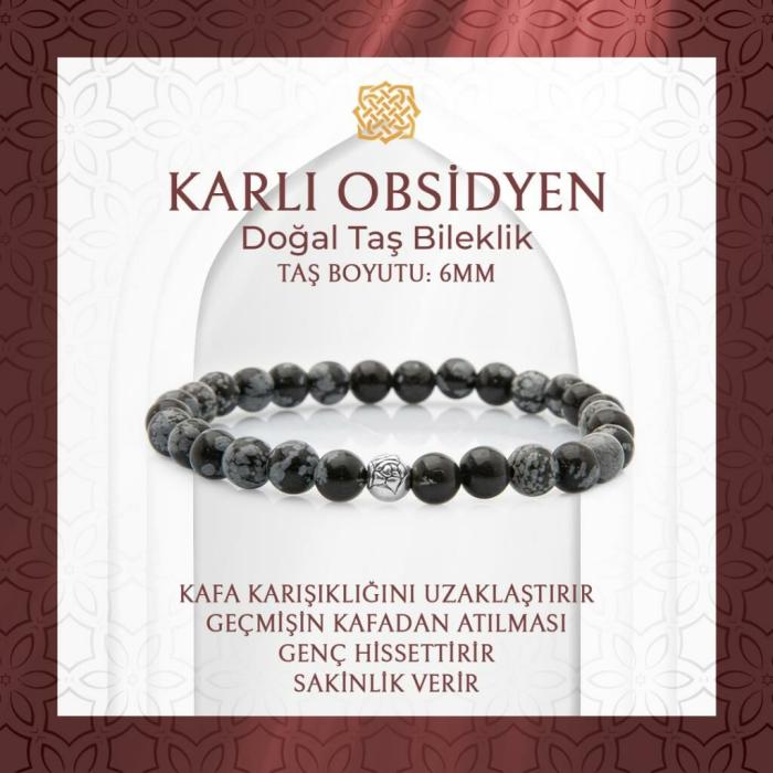 Karlı Obsidyen 6mm Doğal Taş Bileklik