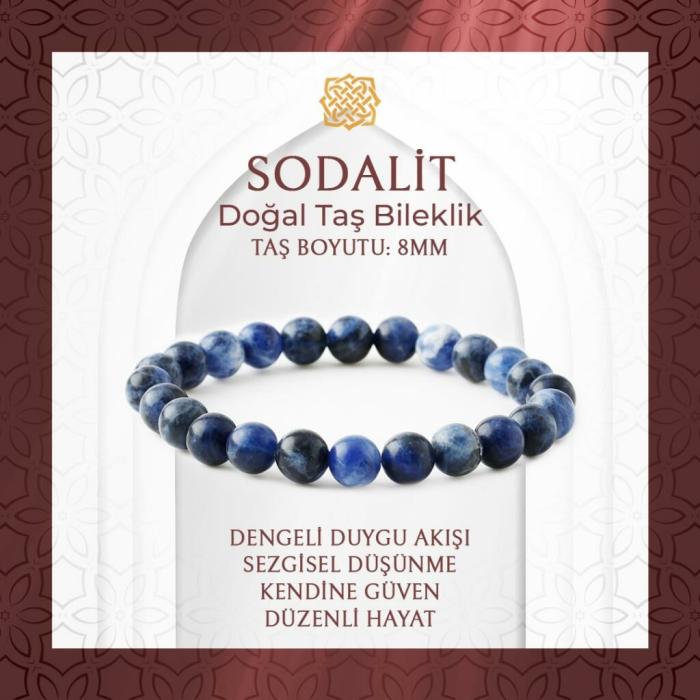 Sodalit 8mm Doğal Taş Bileklik