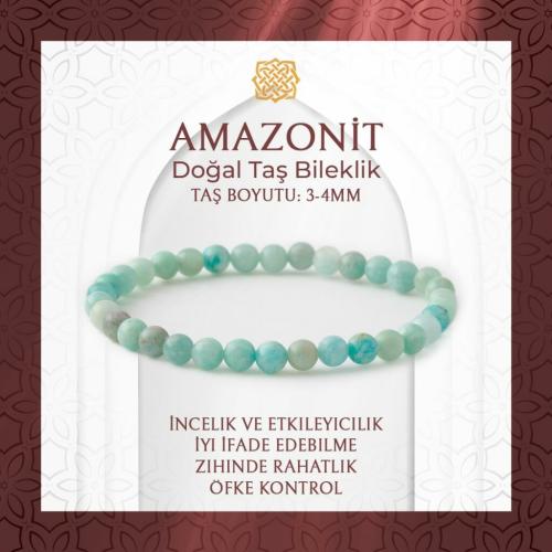 Amazonit 3-4mm Doğal Taş Bileklik