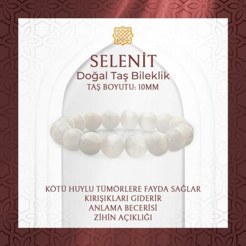 Selenit 10mm Doğal Taş Bileklik