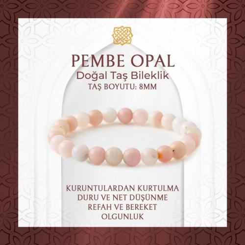 Opal Pembe 8mm Doğal Taş Bileklik