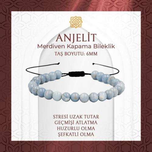 Anjelit 6mm Merdiven Kapama Doğal Taş Bileklik