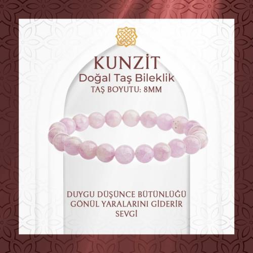 Kunzit 8mm Doğal Taş Bileklik