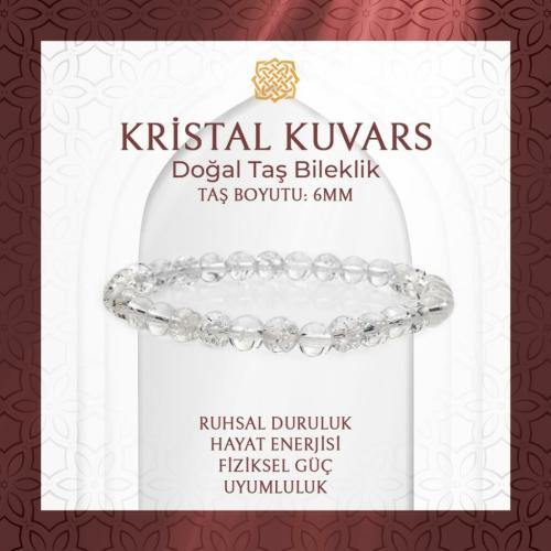 Kristal Kuvars 6mm Doğal Taş Bileklik