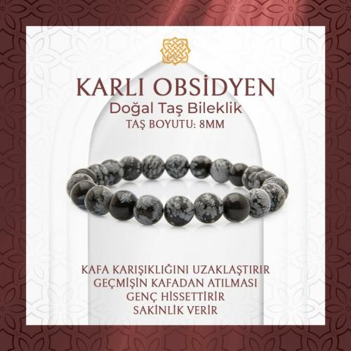 Karlı Obsidyen 8mm Doğal Taş Bileklik