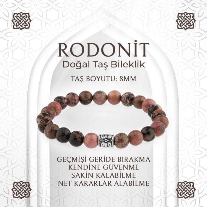 Rodonit Doğal Taş Bileklik - 8mm