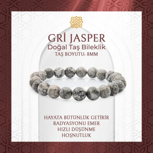 Gri Jasper 8mm Doğal Taş Bileklik