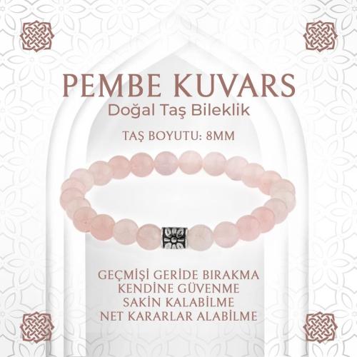 Pembe Kuvars Doğal Taş Bileklik - 8mm