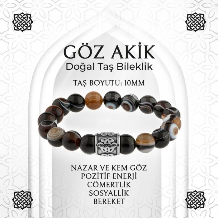 Siyah Göz Akik Doğal Taş Bileklik - 10mm