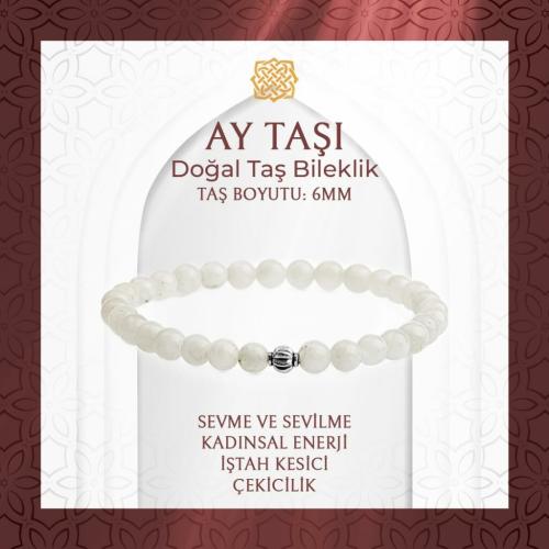 Ay Taşı 6mm Doğal Taş Bileklik