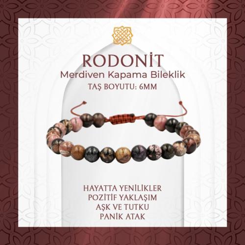 Rodonit 6mm Merdiven Kapama Doğal Taş Bileklik