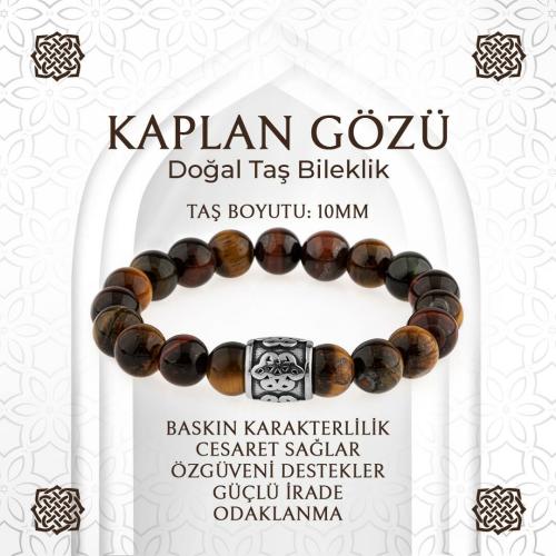 Kaplan Gözü Doğal Taş Bileklik - 10mm