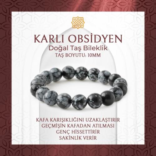 Karlı Obsidyen 10mm Doğal Taş Bileklik