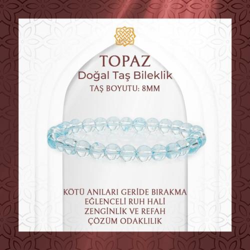 Topaz 8mm Doğal Taş Bileklik