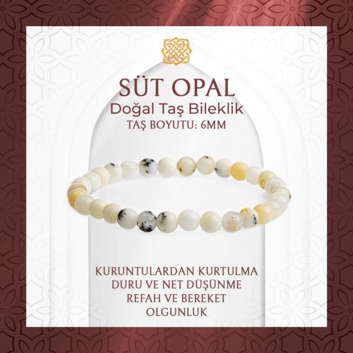 Süt Opal 6mm Doğal Taş Bileklik