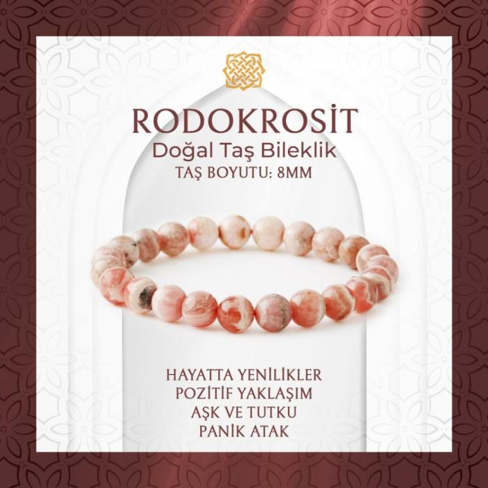 Rodokrosit 8mm Doğal Taş Bileklik