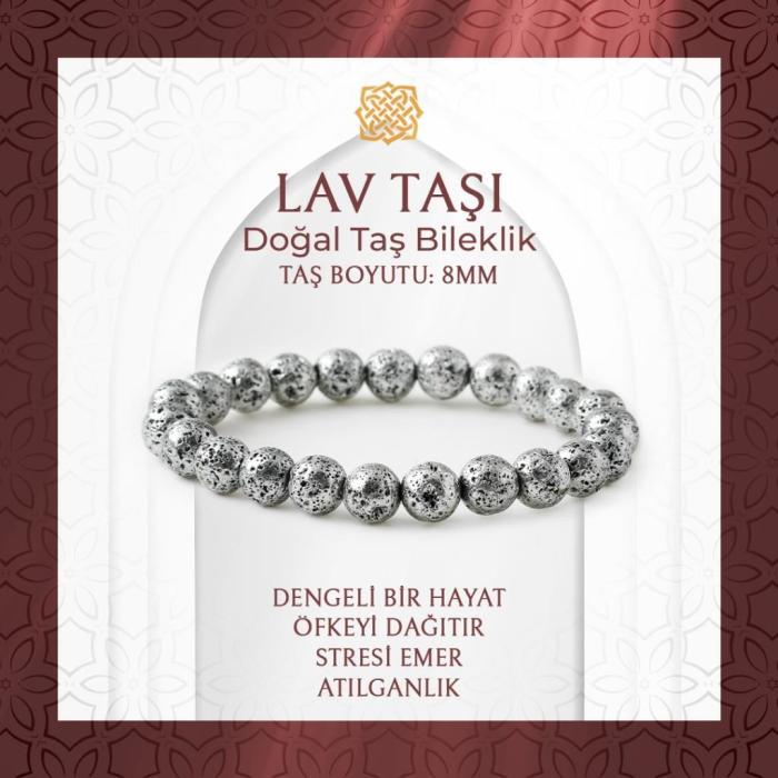 Gri Lav Taşı 8mm Doğal Taş Bileklik