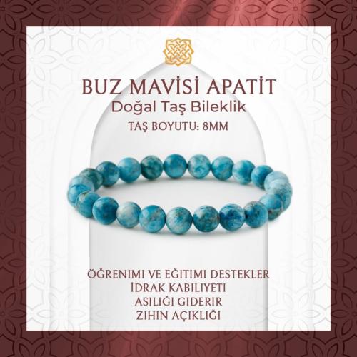 Buz Mavisi Apatit 6mm Doğal Taş Bileklik