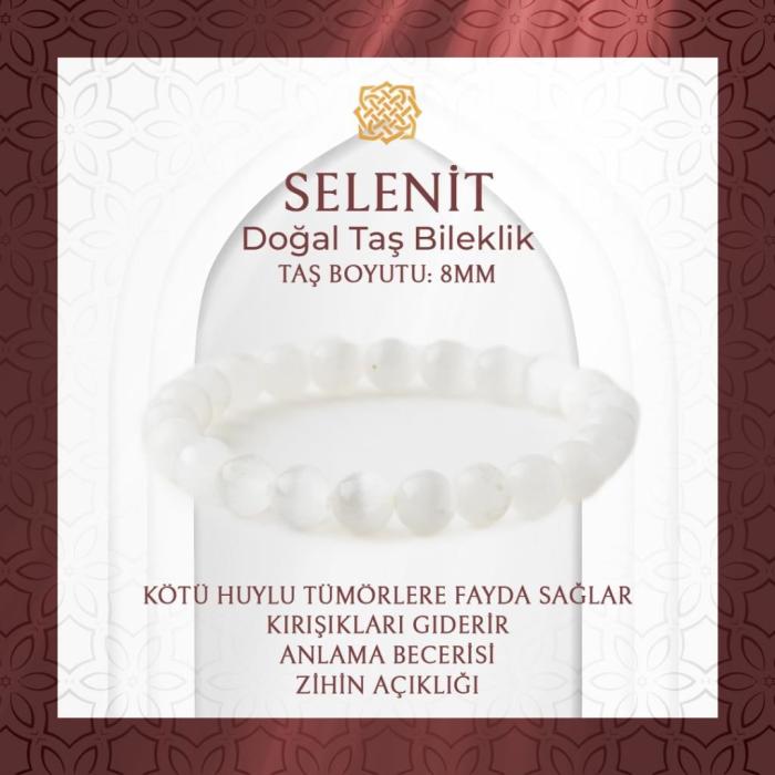 Selenit 8mm Doğal Taş Bileklik