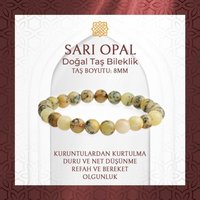 Opal Sarı 8mm Doğal Taş Bileklik