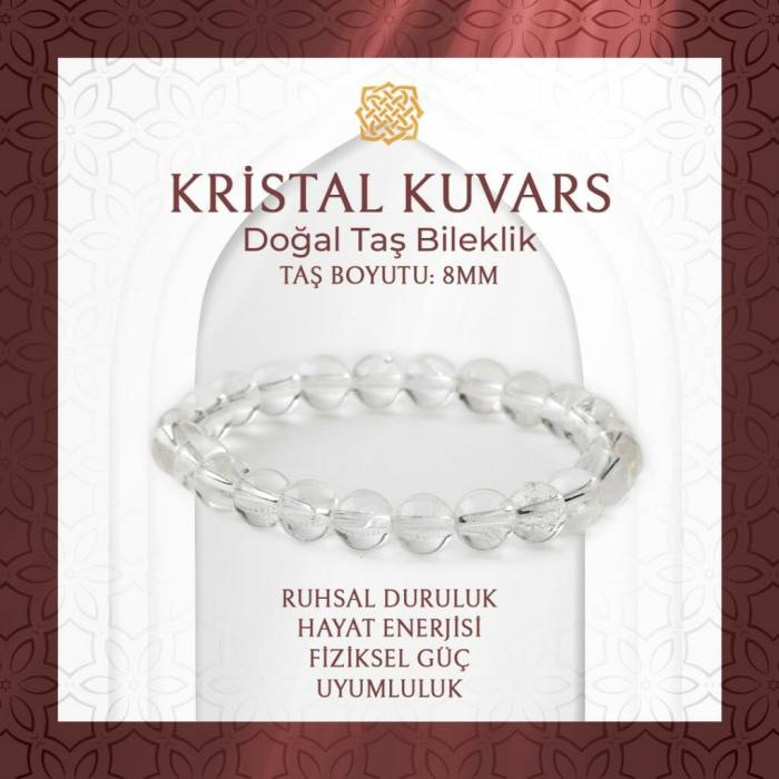 Kristal Kuvars 8mm Doğal Taş Bileklik