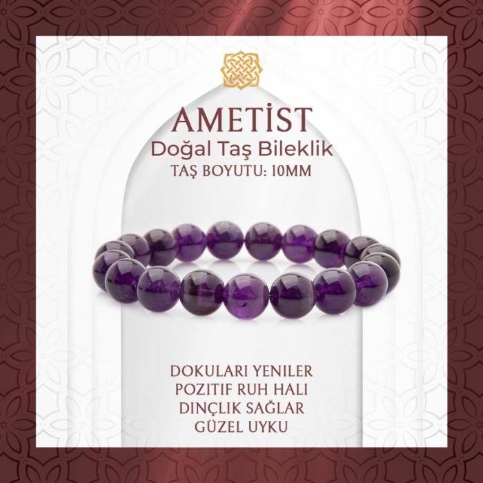 Ametist 10mm Doğal Taş Bileklik