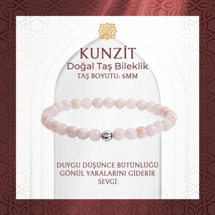 Kunzit 6mm Doğal Taş Bileklik