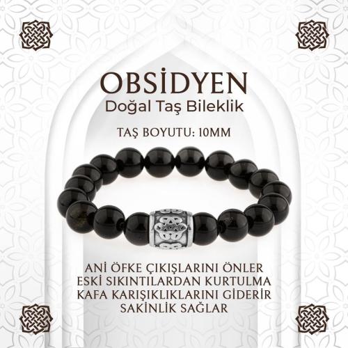 Obsidyen Doğal Taş Bileklik - 10mm