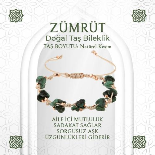 Zümrüt Doğal Taş Naturel Kesim Makrome Bileklik