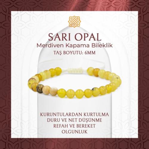 Opal Sarı 6mm Merdiven Kapama Doğal Taş Bileklik