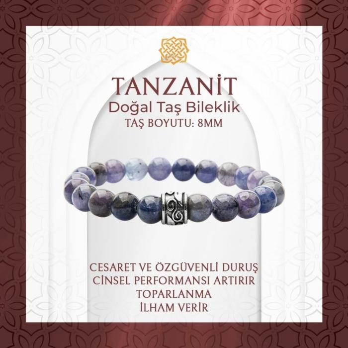 Tanzanit 8mm Doğal Taş Bileklik