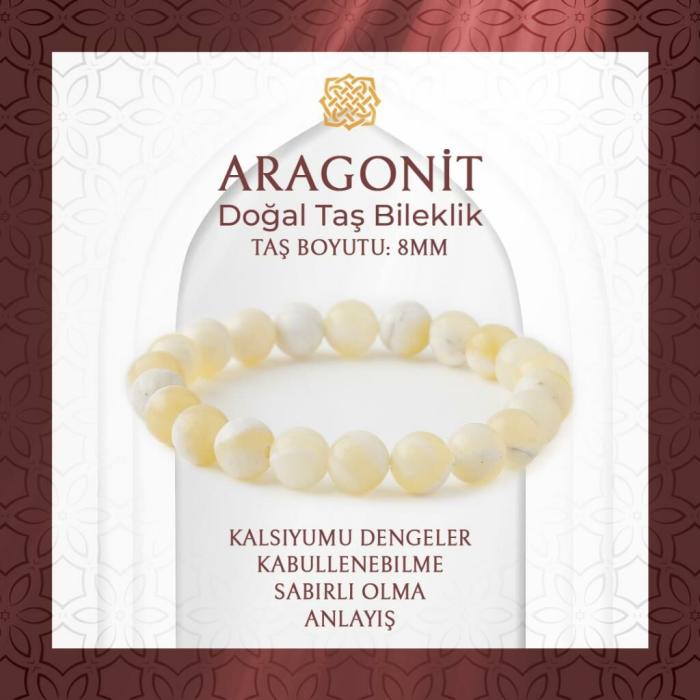 Aragonit 8mm Doğal Taş Bileklik